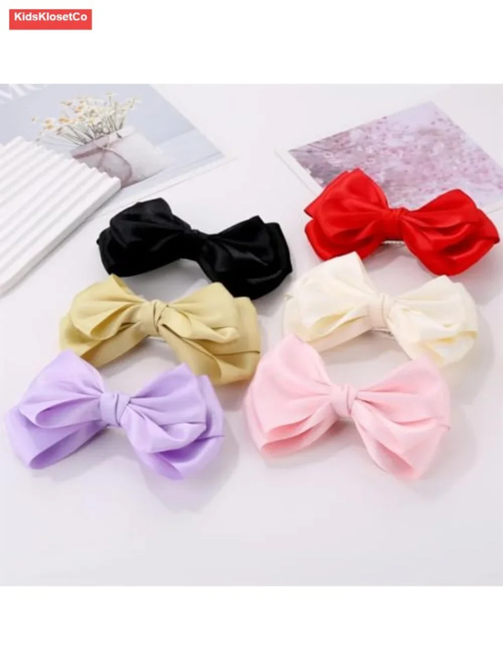 Large 6 Inch Hair Bows Thick Ribbon Boutique Alligator Clips for Girls Toddlers